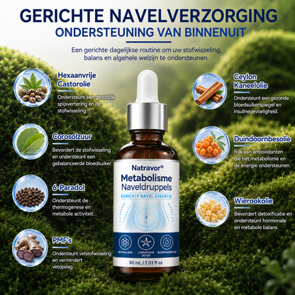 🌱 Natravor® Metabolism Navel Drops — ⌚️ 30 seconden avondroutine voor een betere stofwisselingsbalans 🍃, lymfatische ondersteuning, verlichting van een opgeblazen gevoel & een stevigere uitstraling van de huid 🌱